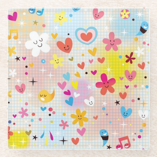 leuk cartoon-patroon glazen onderzetter (Voorkant)