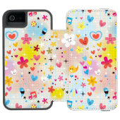 leuk cartoon-patroon incipio iPhone portemonnee hoesje (Agenda Open)