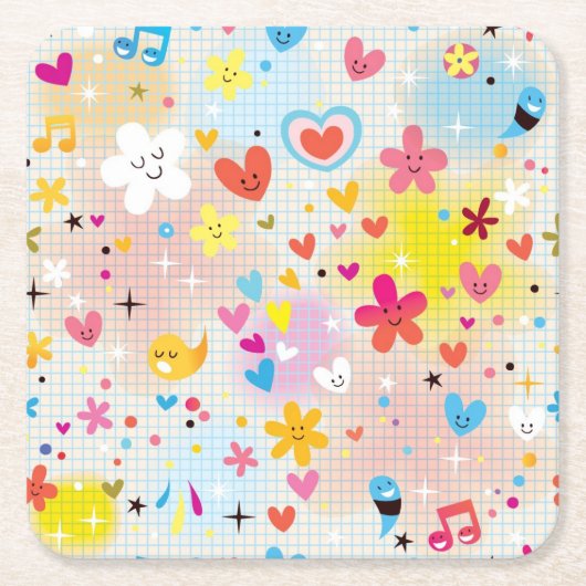 leuk cartoon-patroon kartonnen onderzetters (Voorkant)