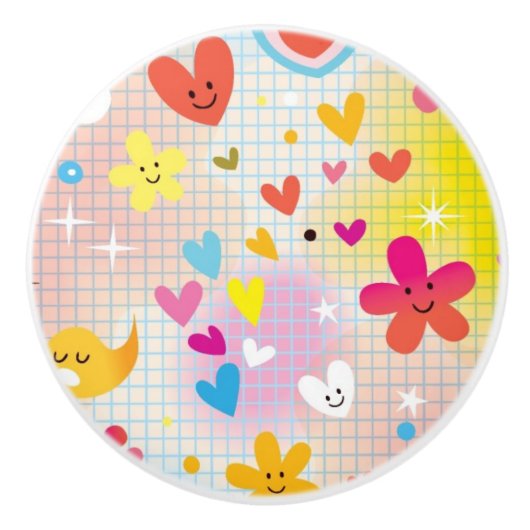 leuk cartoon-patroon keramische knop (Voorkant)