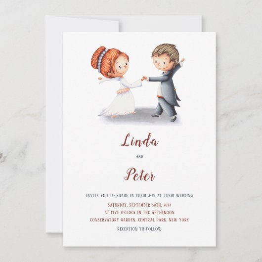 Leuk Casual Eenvoudige bruid bruidegom Unieke brui Kaart (Voorkant)