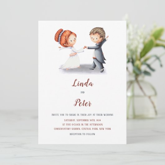 Leuk Casual Eenvoudige bruid bruidegom Unieke brui Kaart (Staand voorkant)