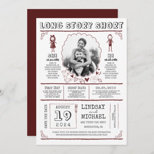 Leuk Casual en Leuk Sla de datumfoto op Save The Date (Voorkant / Achterkant)