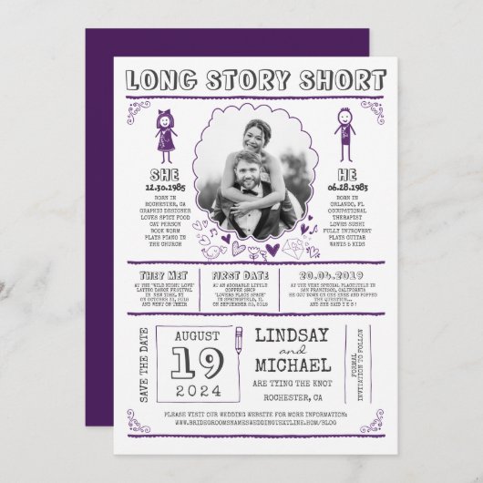 Leuk Casual en Leuk Sla de datumfoto op Save The Date (Voorkant / Achterkant)