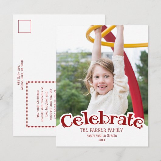 Leuk Celibrate aangepaste tekst fotosjabloon Briefkaart (Voorkant / Achterkant)