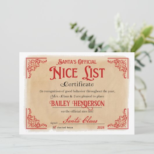  leuk Certificaat Santa Magical Kaart (Staand voorkant)