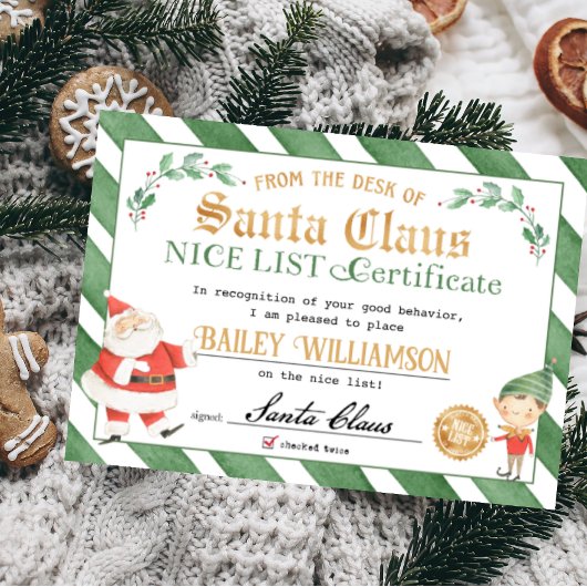 Leuk certificaat van Kerstman Goedkeuringsstempel Kaart