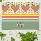 Leuk Chic Floral Stijlvol Hart Custom Initiaal Naa Theedoek (Gevouwen)