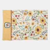 Leuk Chic Modern Daisy Floral Monogram Initiaal Theedoek (Horizontaal)