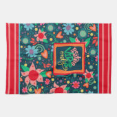 Leuk Chic Modern Floral Positive Vibes Only Quote Theedoek (Horizontaal)