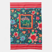 Leuk Chic Modern Floral Positive Vibes Only Quote Theedoek (Verticaal)