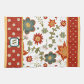 Leuk Chic Modern Stippen Floral Monogram Initiaal Theedoek (Horizontaal)