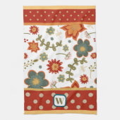 Leuk Chic Modern Stippen Floral Monogram Initiaal Theedoek (Verticaal)