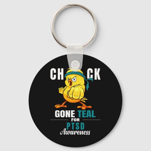Leuk Chick Gone Blauwgroen Lint Kip Warrior PTSS A Sleutelhanger (Voorkant)