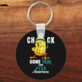 Leuk Chick Gone Blauwgroen Lint Kip Warrior PTSS A Sleutelhanger (Voorkant)