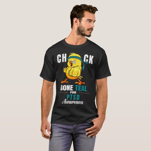Leuk Chick Gone Blauwgroen Lint Kip Warrior PTSS A T-shirt (Voorkant volledig)