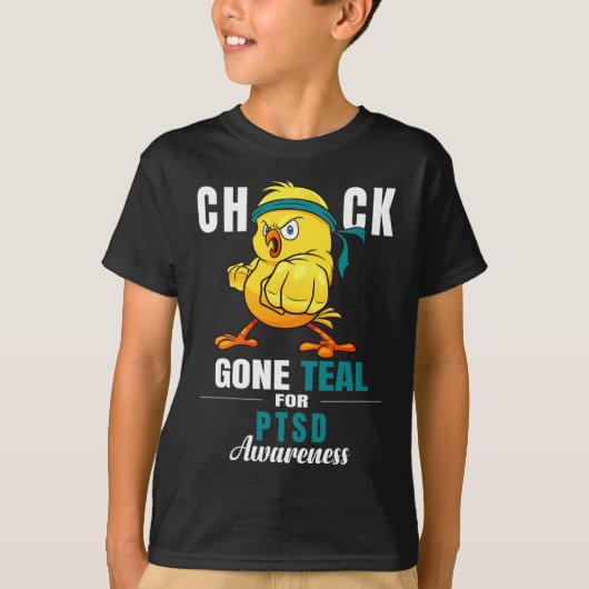 Leuk Chick Gone Blauwgroen Lint Kip Warrior PTSS A T-shirt (Voorkant)