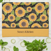 Leuk chique Gepersonaliseerd zonnebloem bloempatro Theedoek (Gevouwen)
