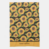 Leuk chique Gepersonaliseerd zonnebloem bloempatro Theedoek (Verticaal)