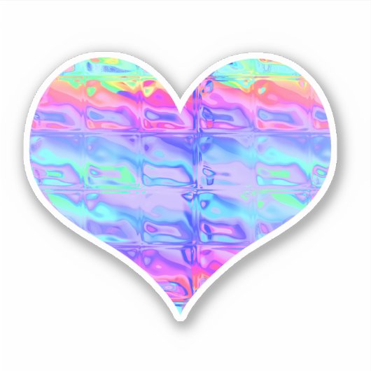 Leuk Chrome Metallic Neon Rainbow Heart Sticker (Voorkant)