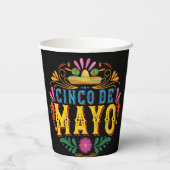 Leuk Cinco de Mayo Mexicaans Pet, kleurrijke bloem Papieren Bekers (Achterkant)