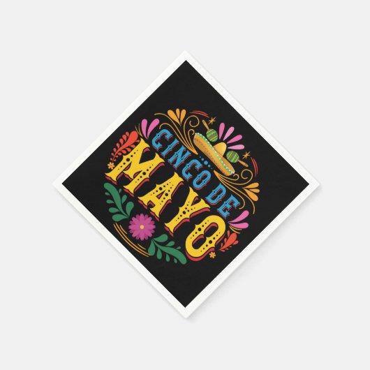 Leuk Cinco de Mayo Mexicaans Pet, kleurrijke bloem Servet (Hoek)