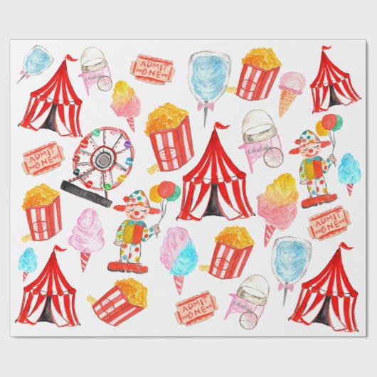 Leuk Circus Carnaval Festival Kinderen Kinder Fees Cadeaupapier (Vlak)