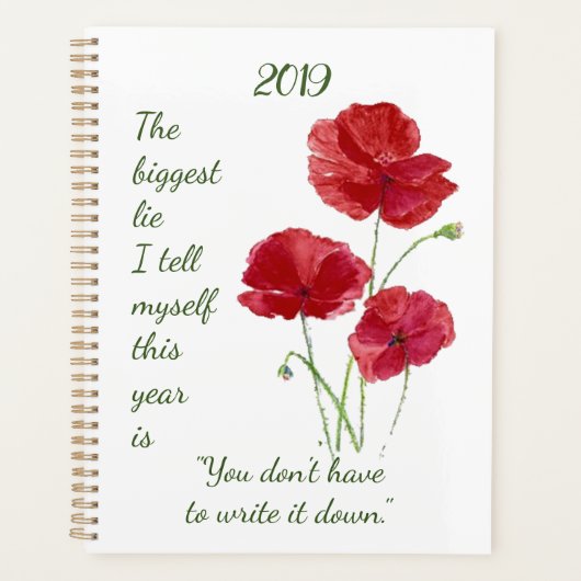 Leuk citaat Schrijf het op Red Poppy Flower Planner (Voorkant)