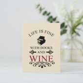 leuk citaat voor boeken- en wijnliefhebbers briefkaart (Staand voorkant)