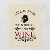 leuk citaat voor boeken- en wijnliefhebbers briefkaart (Voorkant)