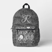 Leuk classy script denim bloemen dames tiener meis bedrukte rugzak (Voorkant)