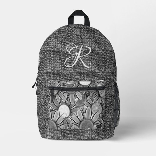 Leuk classy script denim bloemen dames tiener meis bedrukte rugzak (Voorkant)