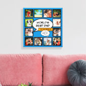 Leuk Cool Papa Fotocollage Blauw Stripboek Canvas Afdruk (Insitu (Woonkamer))