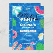Leuk Cool Pool Party | Zwemverjaardag uitnodiging (Voorkant / Achterkant)