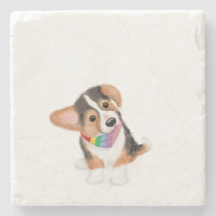 Leuk corgi puppy stone onderzetter