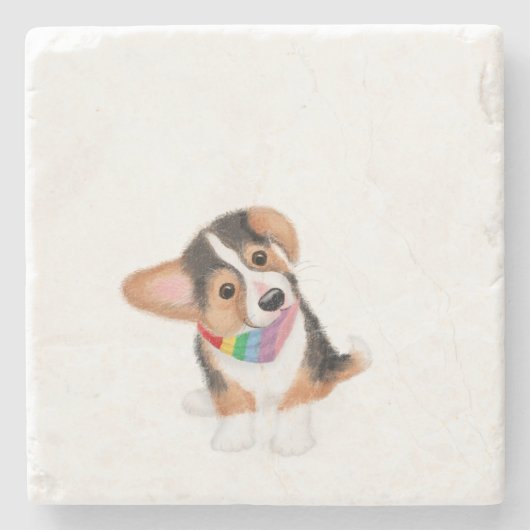 Leuk corgi puppy stone onderzetter (Voorkant)