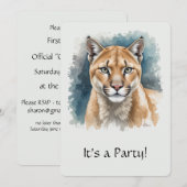 Leuk "Cougar" Over de Hill Verjaardagsuitnodiging Kaart (Voorkant / Achterkant)