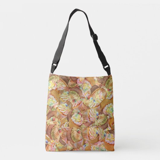 Leuk cupcake patroon, cupcake achtergrond patroon crossbody tas (Achterkant)