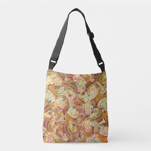 Leuk cupcake patroon, cupcake achtergrond patroon crossbody tas (Voorkant)