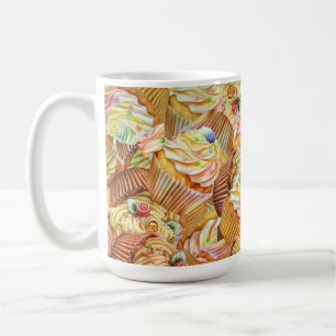 Leuk cupcake patroon, cupcake achtergrond patroon koffiemok