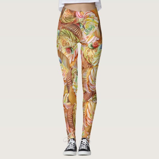 Leuk cupcake patroon, cupcake achtergrond patroon leggings (Voorkant)