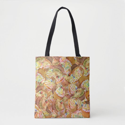 Leuk cupcake patroon, cupcake achtergrond patroon tote bag (Voorkant)