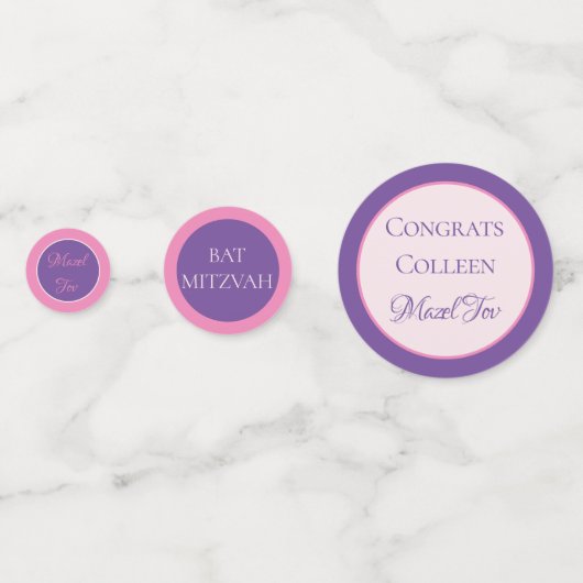 Leuk! Custom Bat Mitzvah Confetti (Voorkanten)