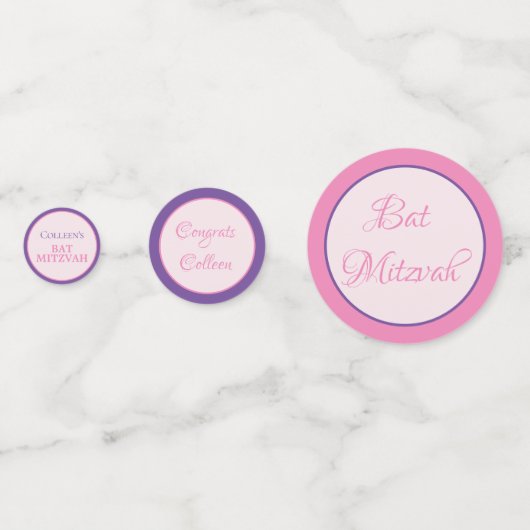 Leuk! Custom Bat Mitzvah Confetti (Achterkanten)