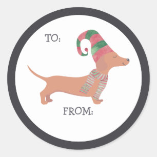 Leuk Dachshund Kerst puppy hondenliefhebber Ronde Sticker