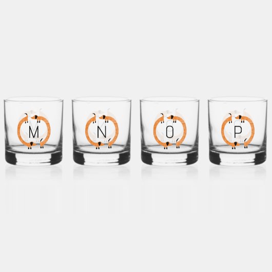 Leuk Dachshund Wiener Worst Dog Monogram Initiaal Whisky Glas (Achterkant)