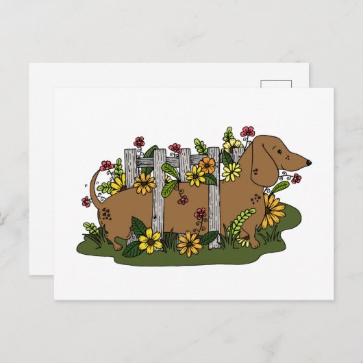 Leuk Dachsund Briefkaart of Mini Art Print (Voorkant / Achterkant)
