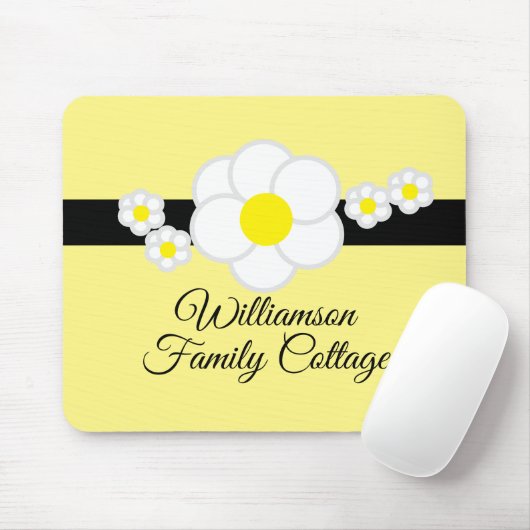 Leuk Daisy Zwart Streep Geel Script Muismat (Met muis)