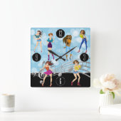 Leuk Dans Muziek Meisje Ontwerp Vierkante Klok (Huis)