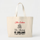 Leuk dat de bibliotheek belt grote tote bag (Voorkant)